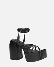 GILDA - sandali con tacco in ecopelle nera con lacci