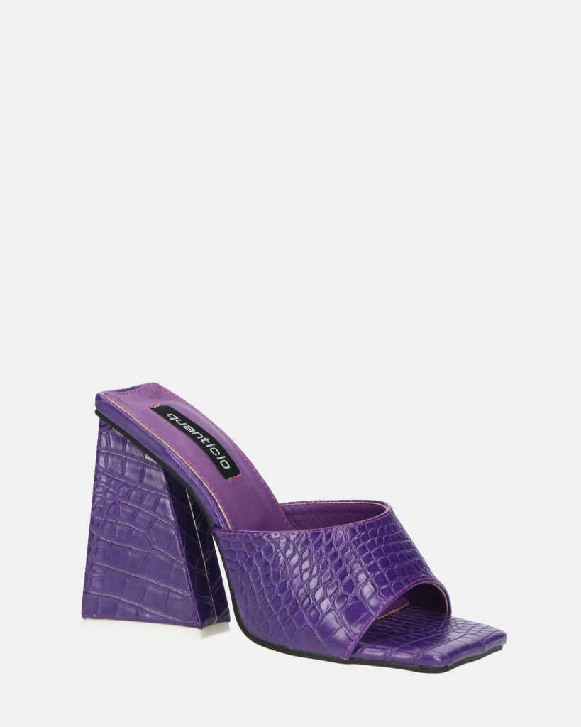 BUKET - sandali con tacco viola coccodrillo
