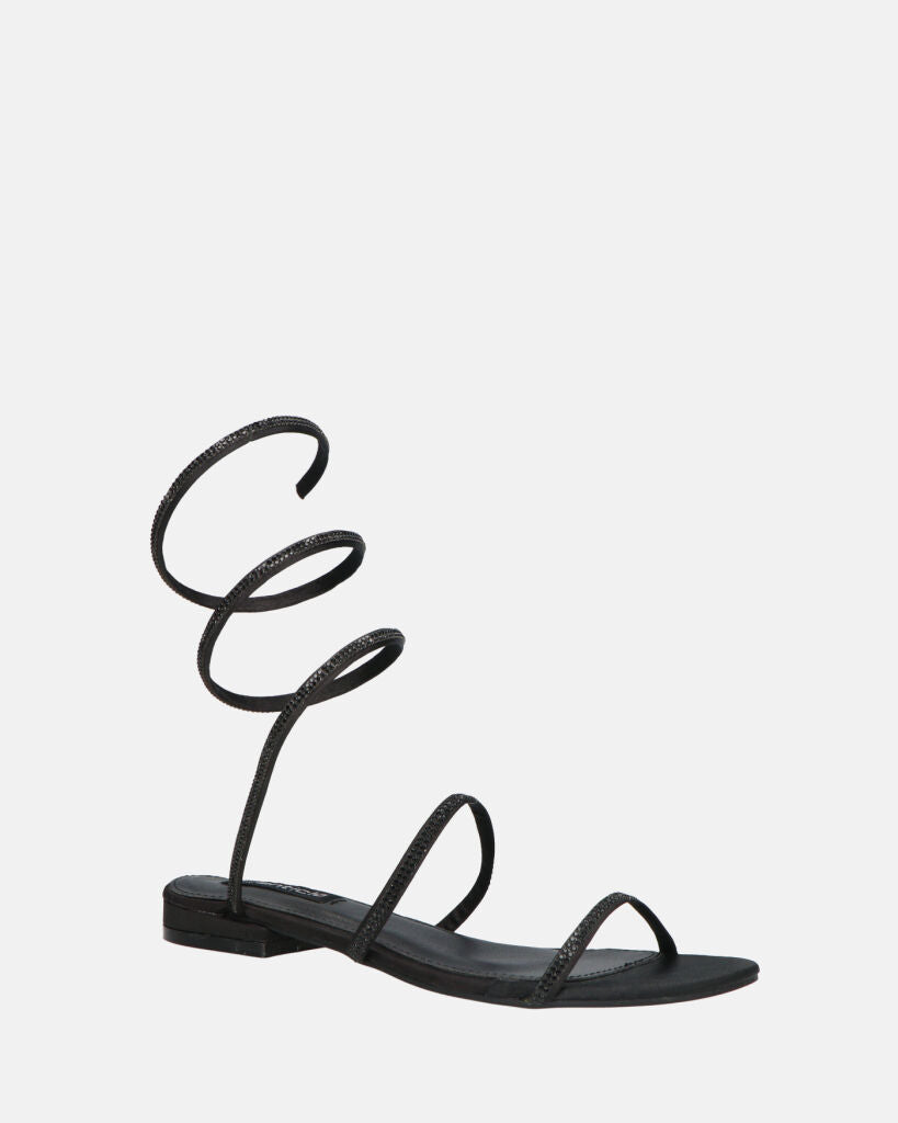 DOMINIKA - tacchi bassi neri con gemme e spirale.