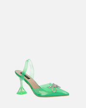 CONSUELO - tacchi in perspex verdi con decorazioni in punta