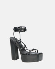 NADITZA - sandali con tacco alto e lacci in ecopelle nera