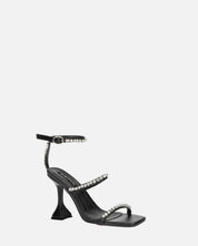 TAHLA - sandalo nero con tacco e gemme argentate