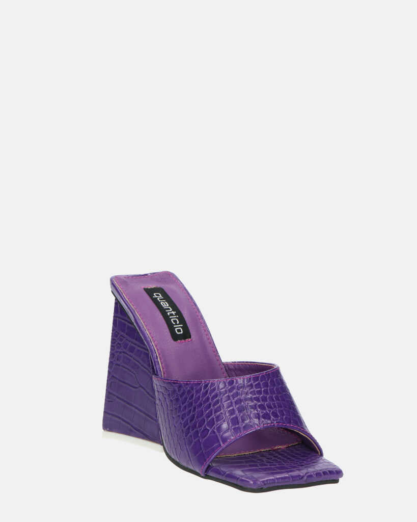 BUKET - sandali con tacco viola coccodrillo