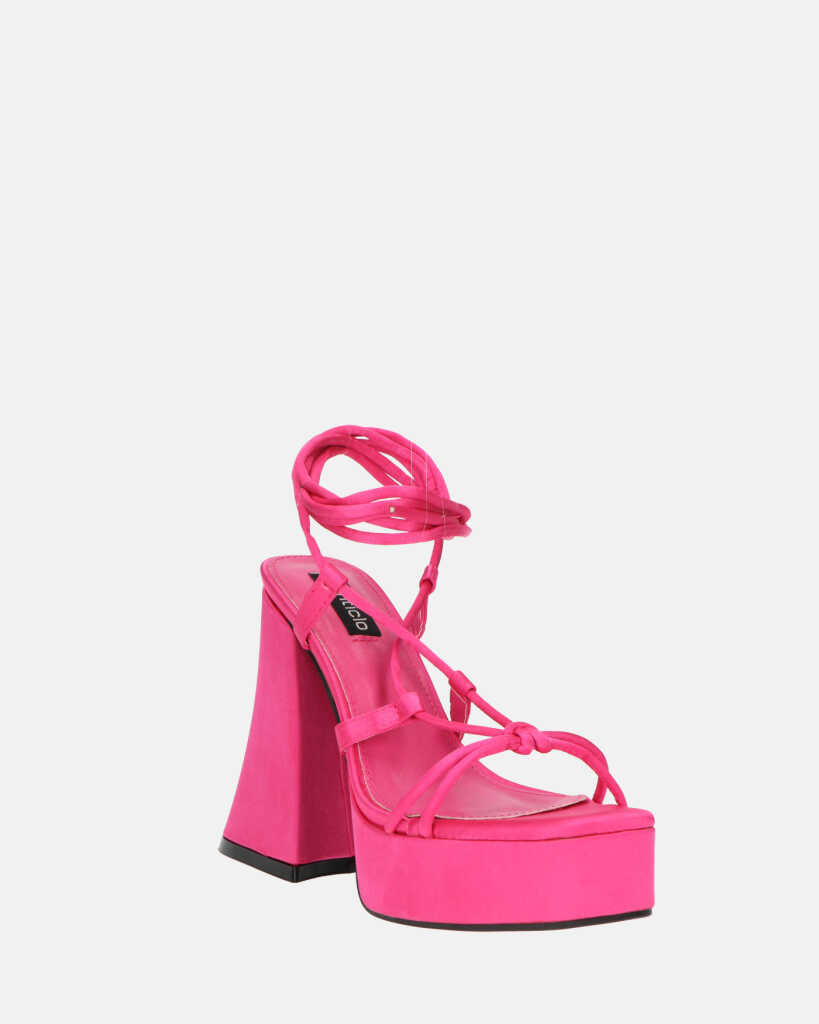 LORINA - sandali con tacco e platform in lycra rosa