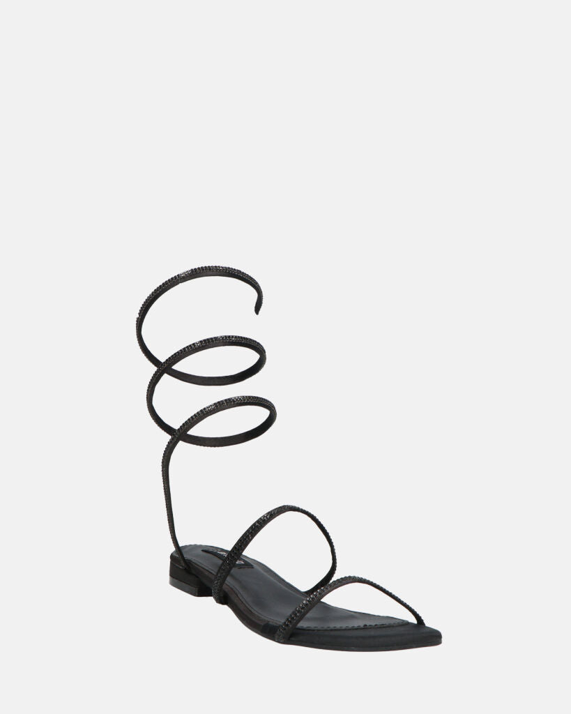 DOMINIKA - tacchi bassi neri con gemme e spirale.