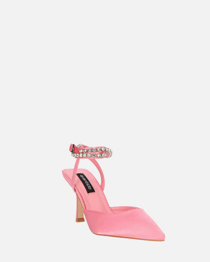 DORIS - scarpe con tacco il lycra rosa chiaro e gemme sul cinturino