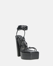 NADITZA - sandali con tacco alto e lacci in ecopelle nera