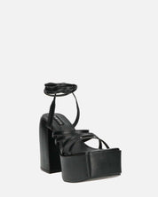 GILDA - sandali con tacco in ecopelle nera con lacci
