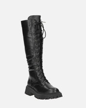 ELLE - stivale in ecopelle nera con lacci