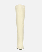 KELLY - stivale alto beige con cerniera laterale