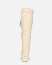 DEVA - stivali alti beige con cerniere e tacco squadrato