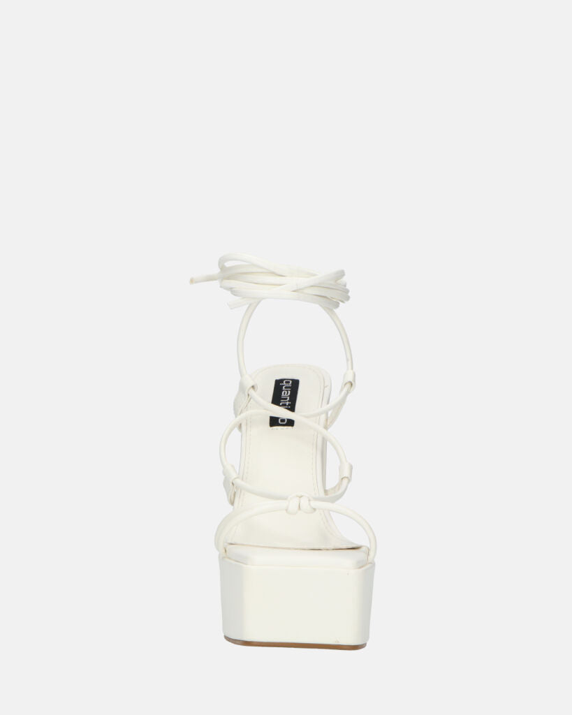 NADITZA - sandali con tacco alto e lacci in ecopelle bianca