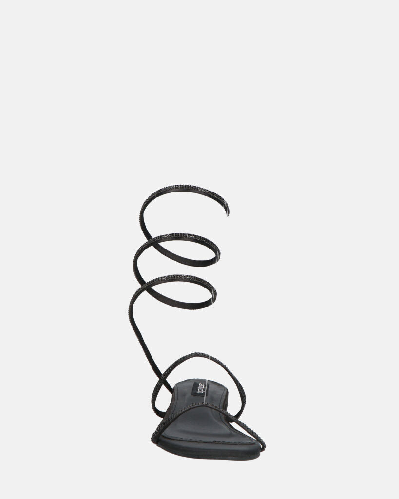 DOMINIKA - tacchi bassi neri con gemme e spirale.