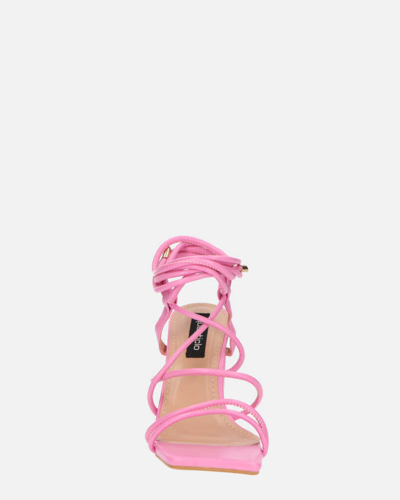 MARISOL - sandali con tacco rosa con lacci