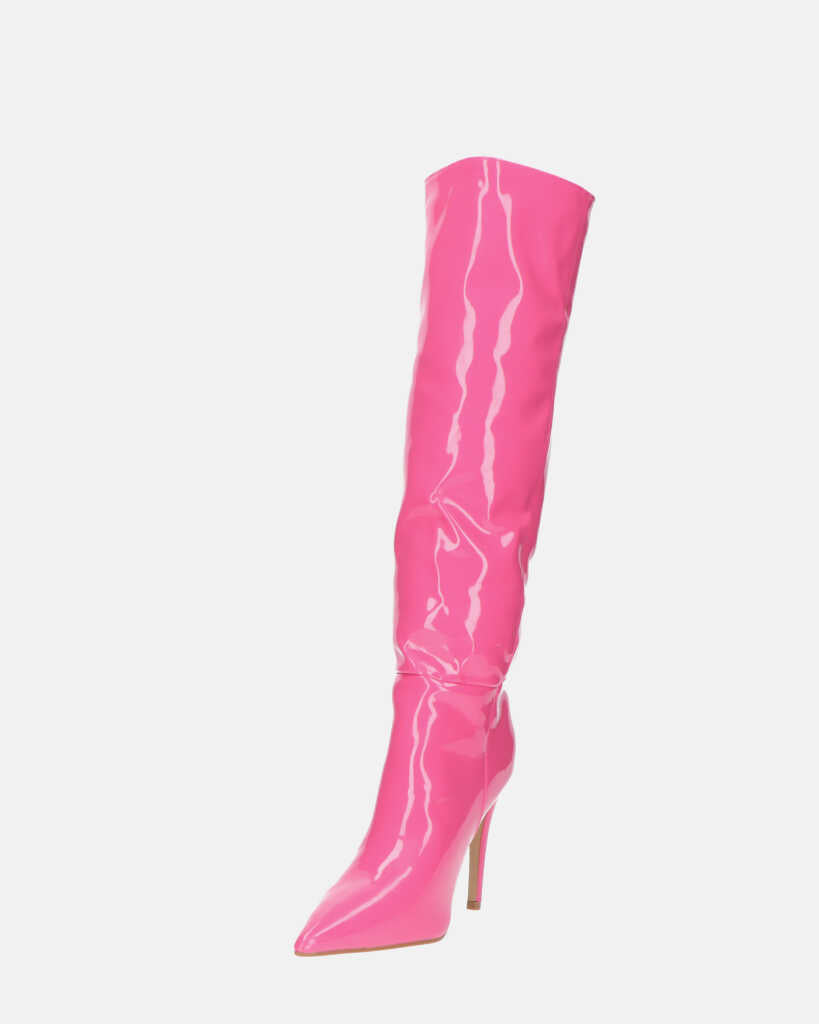 LOLY - stivale con tacco in glassy fuchsia