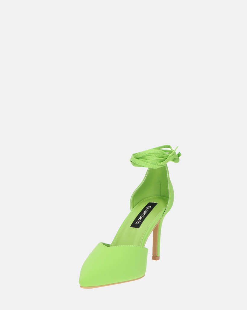 MAURA - tacchi a spillo a punta con lacci in lycra verde mela