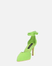 MAURA - tacchi a spillo a punta con lacci in lycra verde mela