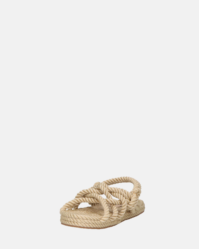 KATERYNA - sandali beige di corda intrecciata