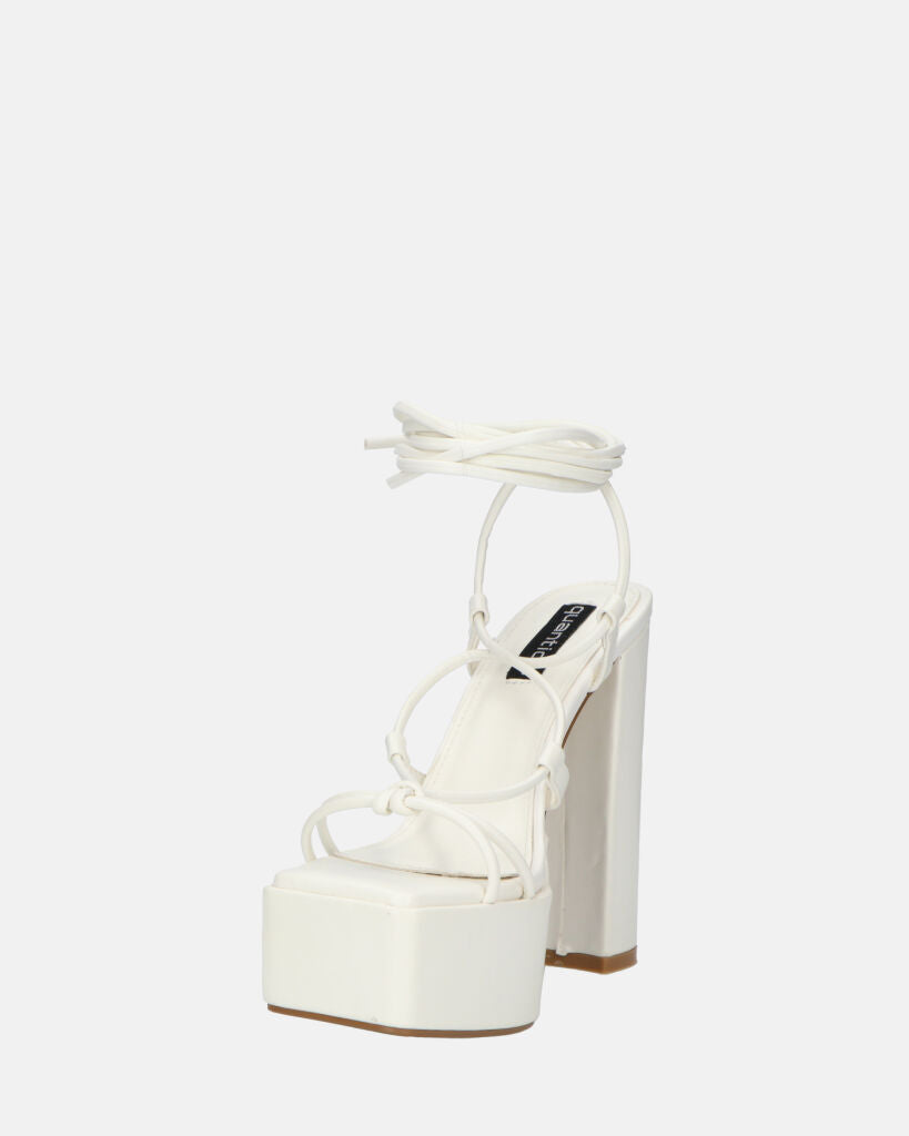 NADITZA - sandali con tacco alto e lacci in ecopelle bianca