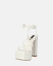 NADITZA - sandali con tacco alto e lacci in ecopelle bianca