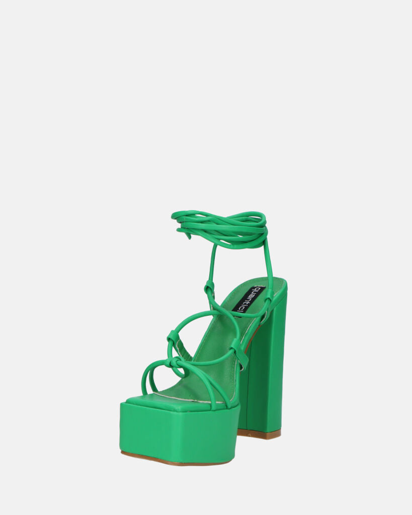 NADITZA - sandali con tacco alto e lacci in ecopelle verde