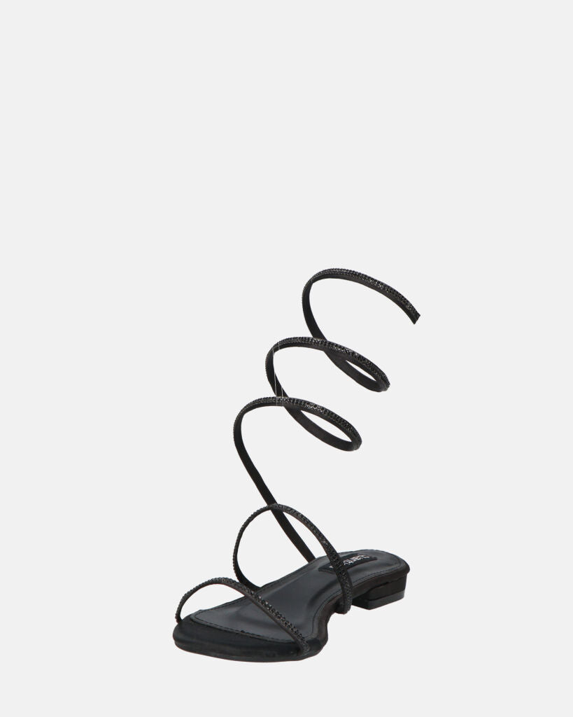 DOMINIKA - tacchi bassi neri con gemme e spirale.