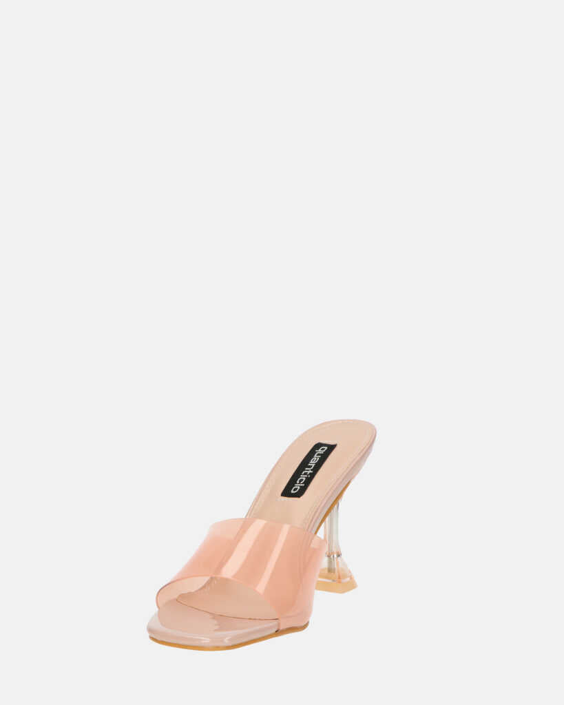 FIAMMA - sandalo con tacco in perspex beige con suola in PU