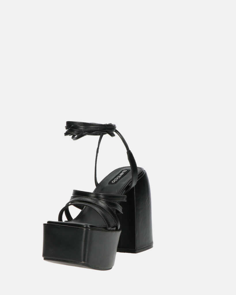 GILDA - sandali con tacco in ecopelle nera con lacci
