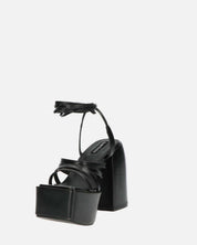 GILDA - sandali con tacco in ecopelle nera con lacci