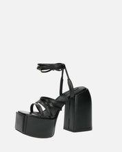 GILDA - sandali con tacco in ecopelle nera con lacci