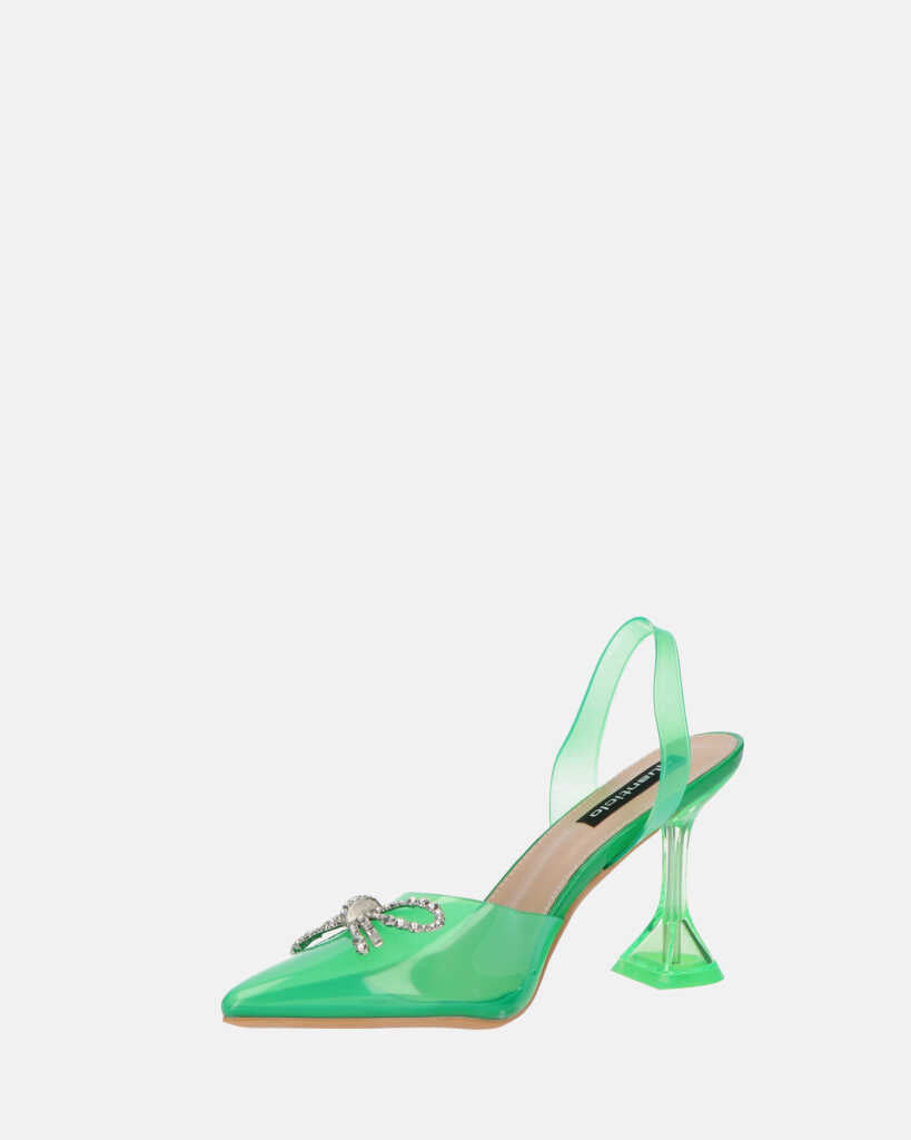 CONSUELO - tacchi in perspex verdi con decorazioni in punta