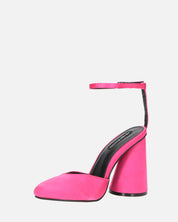 MAYBELLE - sandali in lycra fucsia con tacco cilindrico