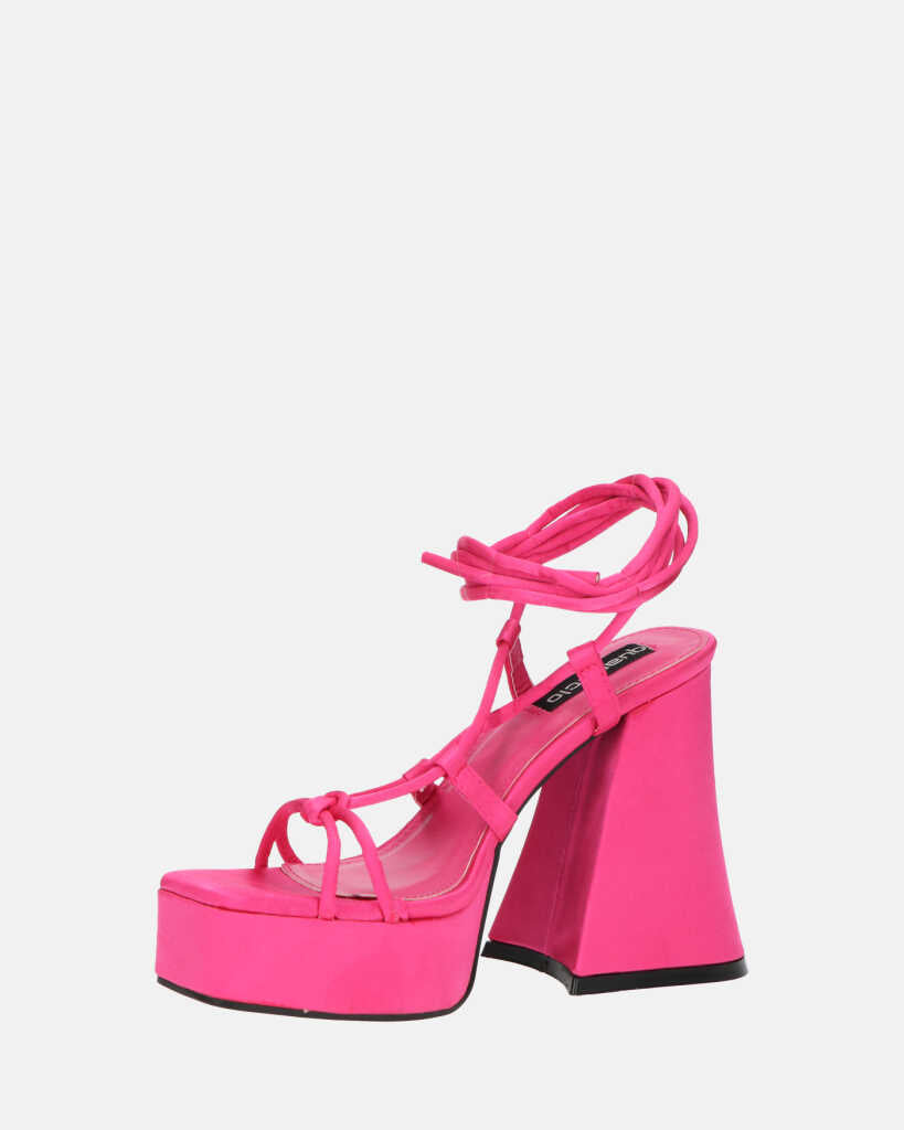 LORINA - sandali con tacco e platform in lycra rosa
