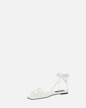 NECLA - sandalo basso bianco infradito con lacci
