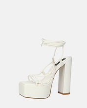 NADITZA - sandali con tacco alto e lacci in ecopelle bianca
