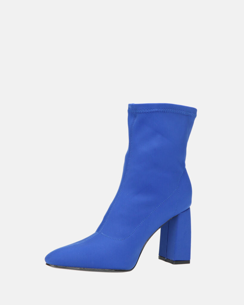 MARGOT - stivaletti in lycra blu con tacco