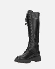 ELLE - stivale in ecopelle nera con lacci