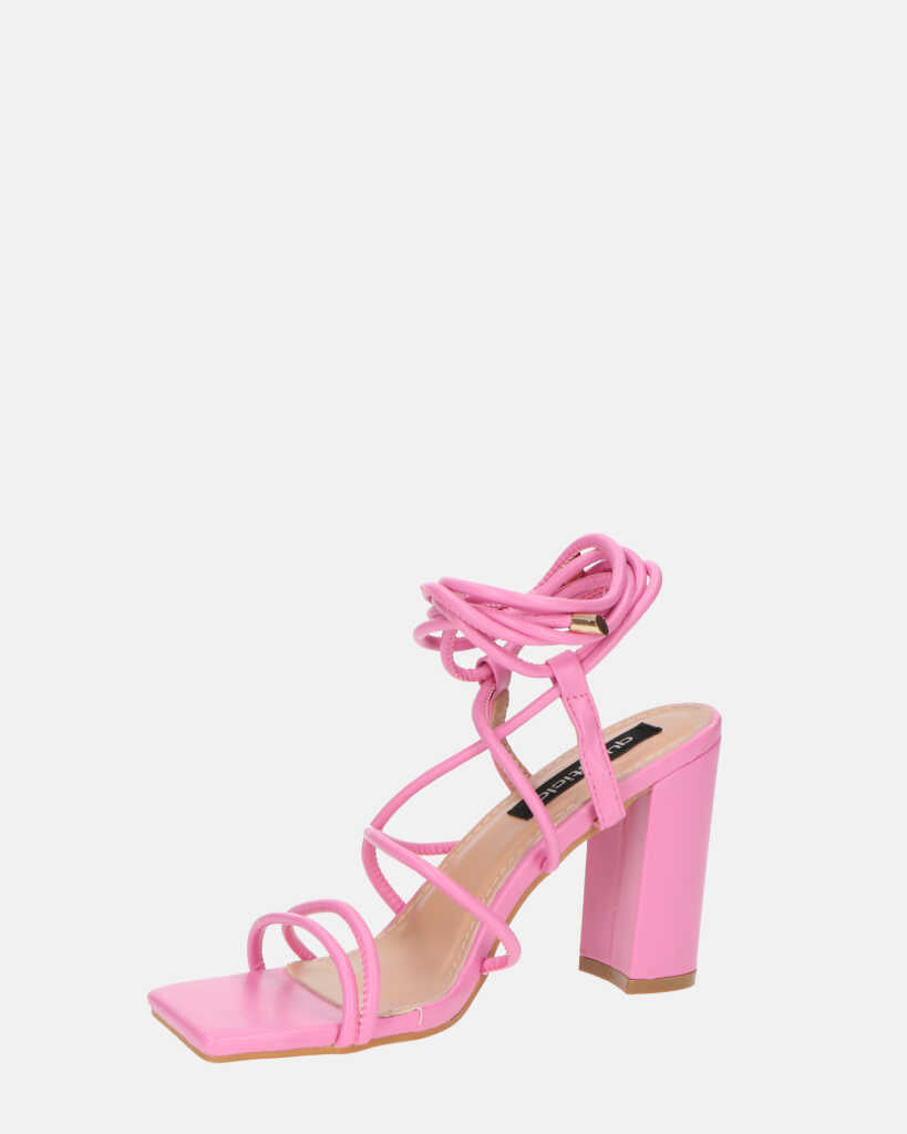 MARISOL - sandali con tacco rosa con lacci