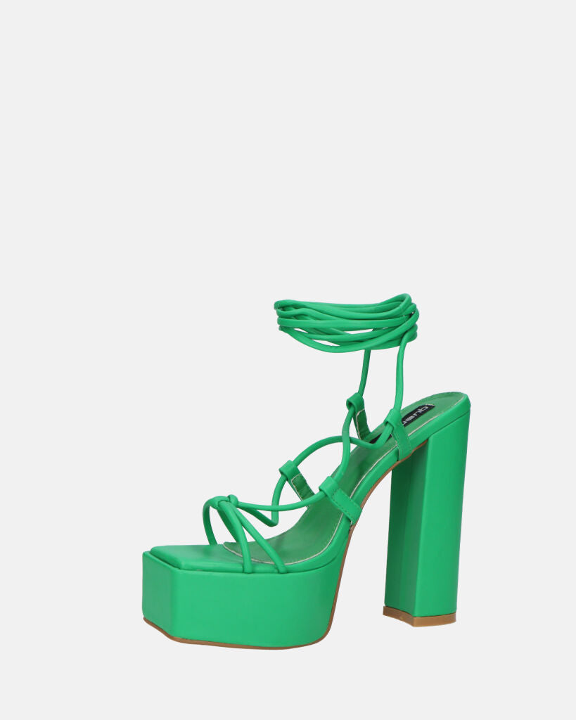 NADITZA - sandali con tacco alto e lacci in ecopelle verde