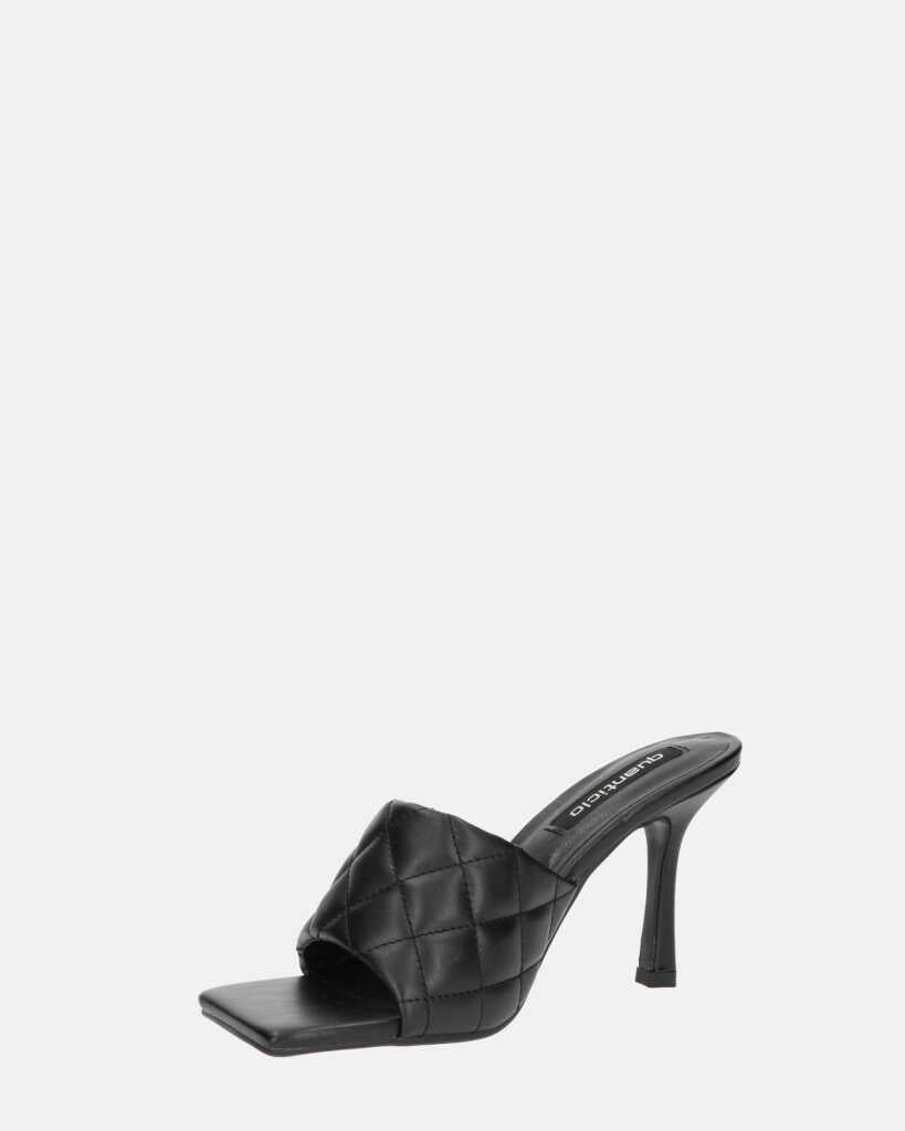 GABY - talon aiguille noir avec bande et coutures