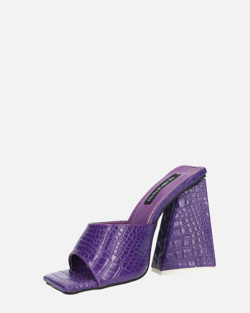 BUKET - sandali con tacco viola coccodrillo