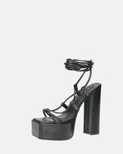 NADITZA - sandali con tacco alto e lacci in ecopelle nera