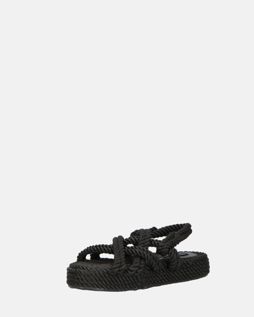 MARIYA - sandali di corda intrecciata neri