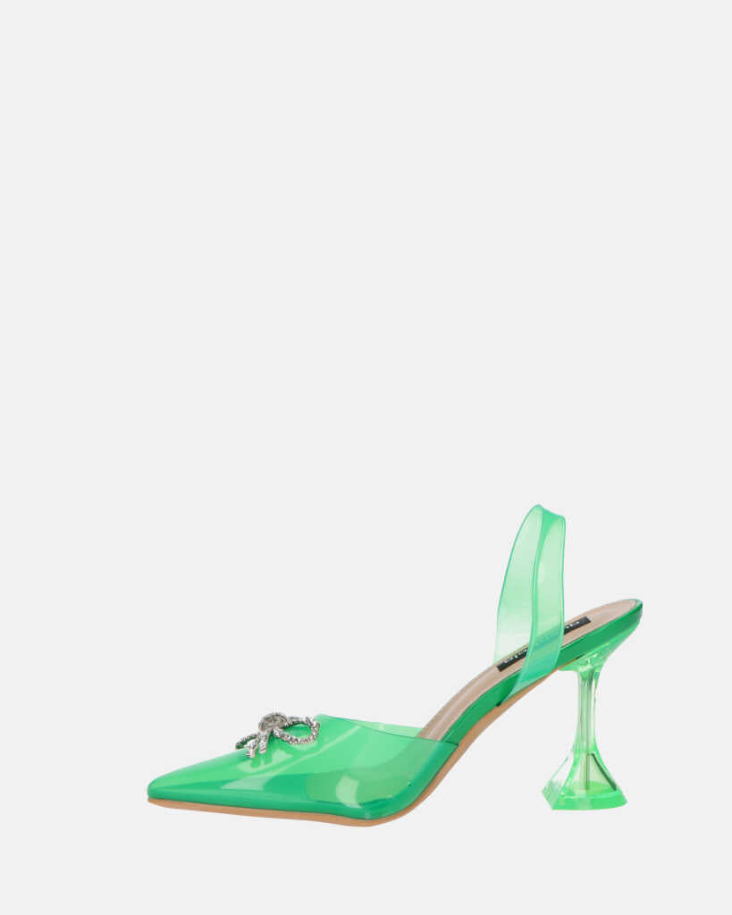 CONSUELO - tacchi in perspex verdi con decorazioni in punta