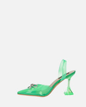CONSUELO - tacchi in perspex verdi con decorazioni in punta