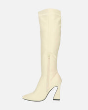 KELLY - stivale alto beige con cerniera laterale