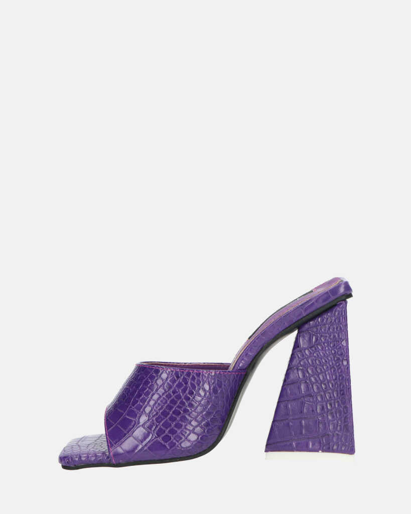 BUKET - sandali con tacco viola coccodrillo