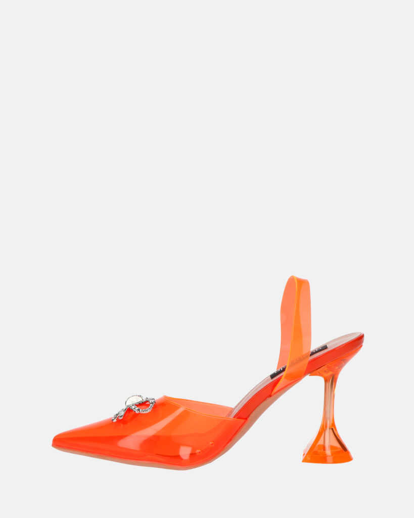 CONSUELO - tacchi in perspex arancioni con decorazioni in punta