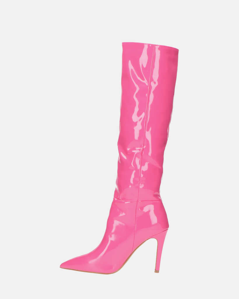 LOLY - stivale con tacco in glassy fuchsia