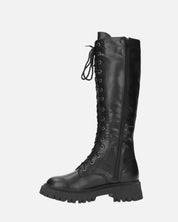 ELLE - stivale in ecopelle nera con lacci